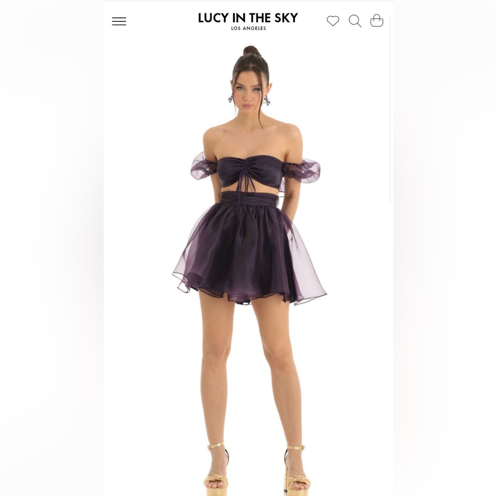Lucy in the sky laney 2 piece skirt set in purple size large